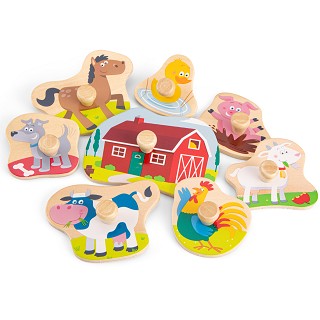 New Classic Toys - Peg Puzzle - Farm - 8 pieces - FSC® 100%-certified wood